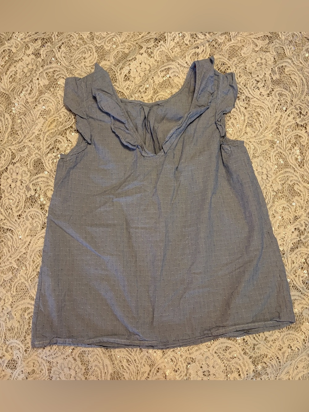 Tommy Hilfiger Pre-loved Women’s Light Blue Ruffled Sleeveless Top Size SP
